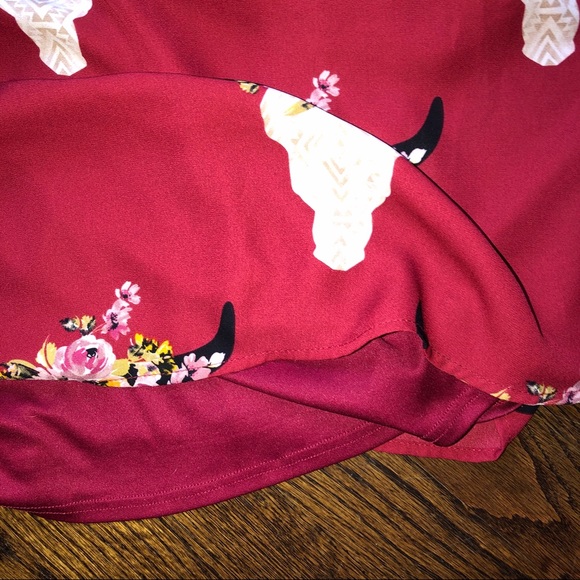 Altar’d State Dark Red Bull Head Shift Dress Sz S - Picture 5 of 6